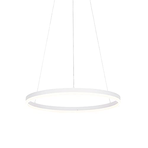 Qazqa - Modern Design-Hängelampe I Pendellampe I Pendelleuchte weiß 60 cm inkl. LED 3-stufig dimmbar - Anello Dimmer I Dimmbar I Wohnzimmer I Schlafzimmer - Aluminium Rund - I LE Qazqa - Modern Design-Hängelampe I Pendellampe I Pendelleuchte weiß 60 cm inkl. LED 3-stufig dimmbar - Anello Dimmer I Dimmbar I Wohnzimmer I Schlafzimmer - Aluminium Rund - I LE von Qazqa