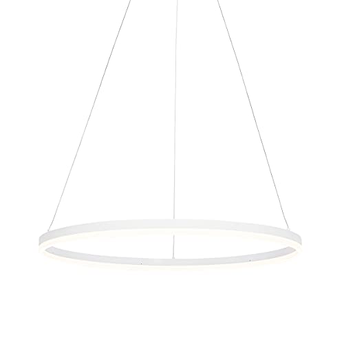 Qazqa - Modern Design-Hängelampe I Pendellampe I Pendelleuchte weiß 80 cm inkl. LED 3-stufig dimmbar - Anello Dimmer I Dimmbar I Wohnzimmer I Schlafzimmer - Aluminium Rund - I LE von Qazqa