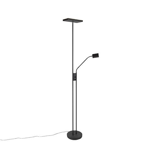 Qazqa - Modern Design-Uplighter Jazzy mit Leselampe eckig schwarz Dimmer I Dimmbar I Wohnzimmer I Schlafzimmer - Stahl Quadratisch I Länglich - I LED Qazqa - Modern Design-Uplighter Jazzy mit Leselampe eckig schwarz Dimmer I Dimmbar I Wohnzimmer I Schlafzimmer - Stahl Quadratisch I Länglich - I LED von Qazqa