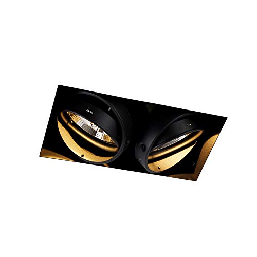 Qazqa - Modern Einbaupunkt schwarz 2-Licht GU10 AR111 Trimless - Oneon I Wohnzimmer I Schlafzimmer - Stahl Rechteckig - LED geeignet GU10 von Qazqa