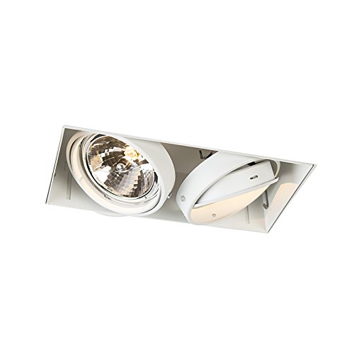 Qazqa - Modern Einbaustrahler dreh- und kippbar AR111 rahmenlos - Oneon 111-2 I Wohnzimmer I Schlafzimmer - Stahl Rechteckig - LED geeignet G53 von Qazqa