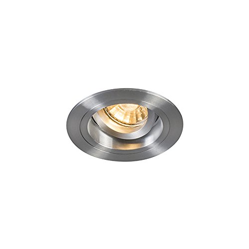 Qazqa - Modern Einbaustrahler rund Aluminium dreh- und neigbar - Chuck I Wohnzimmer I Schlafzimmer - Stahl Rund - LED geeignet GU10 von Qazqa