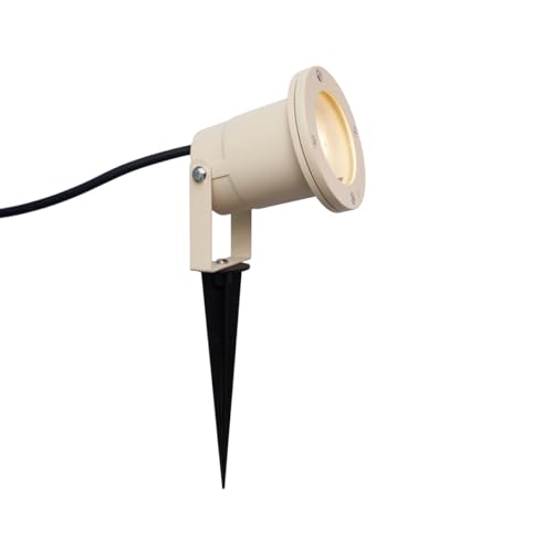Qazqa - Modern Erdspieß I Stableuchtestrahler Beige GU10 50mm Verstellbar IP65 Inkl. Kabel und Stecker - Basic I Außenbeleuchtung - Metall Rund - LED geeignet GU10 von Qazqa