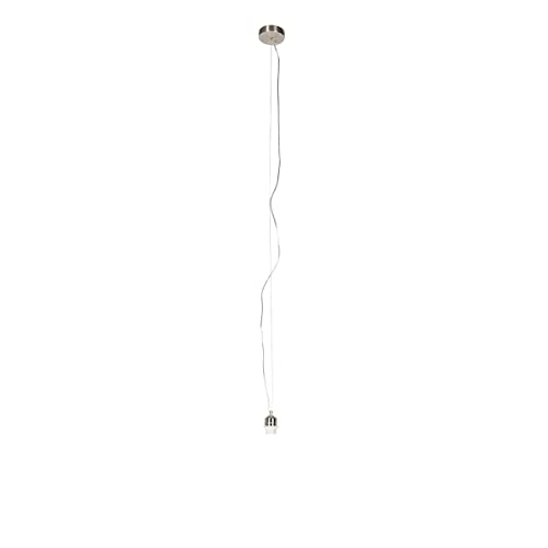 Qazqa - Modern Hängelampe I Pendellampe I Pendelleuchte aus Stahl I Silber I nickel matt ohne Schirm - Cappo 1 I Wohnzimmer I Schlafzimmer - Stahl Zylinder I Rund - LED geeignet E27 von Qazqa