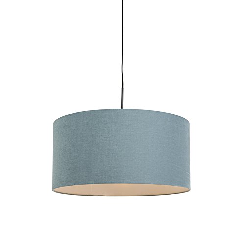 Qazqa - Modern Hängelampe I Pendellampe I Pendelleuchte schwarz mit blauem Schirm 50 cm - Combi 1 I Wohnzimmer I Schlafzimmer - Textil Rund - LED geeignet E27 Qazqa - Modern Hängelampe I Pendellampe I Pendelleuchte schwarz mit blauem Schirm 50 cm - Combi 1 I Wohnzimmer I Schlafzimmer - Textil Rund - LED geeignet E27 von Qazqa