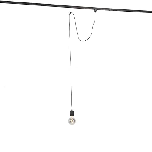 QAZQA - Modern Puristische Pendelleuchte I Pendellampe I Hängelampe I Pendellampe I Puristische Pendelleuchte I Lampe I Leuchte schwarz für Schienensystem Komplettset I Spotlight I Deckenspot I Decken von Qazqa