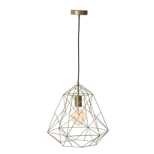 Qazqa - Modern Industrie I Vintage I Hängelampe I Pendellampe I Pendelleuchte Gold I Messing - Retro Framework Basic I Wohnzimmer I Schlafzimmer - Stahl Rund - LED geeignet E27 von Qazqa