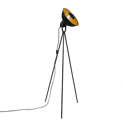 Qazqa - Modern Industrie-Stehlampe Stativ schwarz mit Gold I Messing - Magna Basic 25 I Wohnzimmer I Schlafzimmer - Stahl Rund I Länglich - LED geeignet E27 Qazqa - Modern Industrie-Stehlampe Stativ schwarz mit Gold I Messing - Magna Basic 25 I Wohnzimmer I Schlafzimmer - Stahl Rund I Länglich - LED geeignet E27 von Qazqa