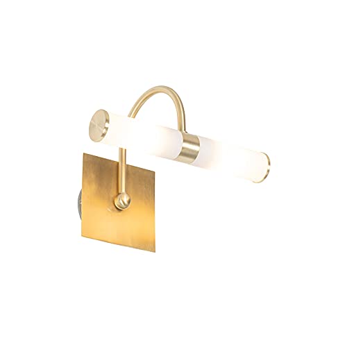 Qazqa - Modern Klassische Bad I Badezimmer Wandleuchte Gold I Messing IP44 2-flammig - Bath Arc - Stahl Länglich - LED geeignet G9 von Qazqa