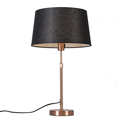 Qazqa - Modern Kupfer Tischlampe mit Schirm schwarz 35 cm verstellbar - Parte I Wohnzimmer I Schlafzimmer I NachtNachttischlampe | Tischleuchte - Stahl Rund - LED geeignet E27 von Qazqa