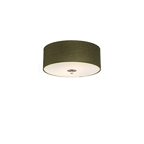Qazqa - Modern Ländliche Deckenleuchte I Deckenlampe I Lampe I Leuchte grün 30 cm - Drum mit Schirm JuteI 2-flammig I Wohnzimmer I Schlafzimmer - Textil Zylinder I Rund - LED geeignet E27 Qazqa - Modern Ländliche Deckenleuchte I Deckenlampe I Lampe I Leuchte grün 30 cm - Drum mit Schirm JuteI 2-flammig I Wohnzimmer I Schlafzimmer - Textil Zylinder I Rund - LED geeignet E27 von Qazqa