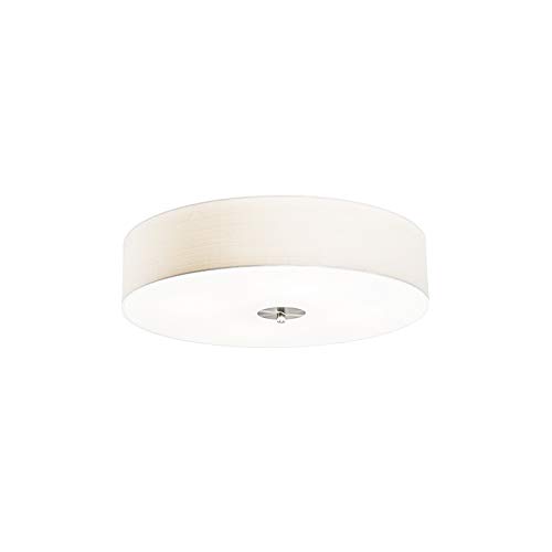 Qazqa - Modern Ländliche Deckenleuchte I Deckenlampe I Lampe I Leuchte weiß 50 cm - Drum mit Schirm JuteI 4-flammig I Wohnzimmer I Schlafzimmer - Textil Rund - LED geeignet E27 von Qazqa