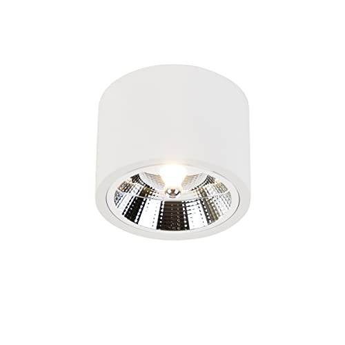 Qazqa - Modern Moderner AufbauSpot I Spotlight I Deckenspot I Deckenstrahler I Strahler I Lampe I Leuchte weiß GU10 111mm - Expert I Wohnzimmer - Aluminium Rund - LED geeignet GU10 von Qazqa
