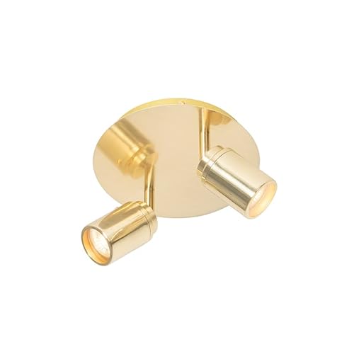 Qazqa - Modern Moderner BadSpot I Spotlight I Deckenspot I Deckenstrahler I Strahler I Lampe I Leuchte Messing 2-flammig-flammig IP44 - Ducha - Stahl Rund - LED geeignet GU10 von Qazqa