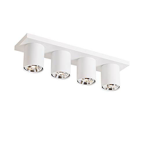 Qazqa - Modern Moderner Deckenstrahler weiß 4-flammig Spotbalken-flammig - Tubo I Wohnzimmer I Schlafzimmer - Aluminium Länglich - LED geeignet GU10 Qazqa - Modern Moderner Deckenstrahler weiß 4-flammig Spotbalken-flammig - Tubo I Wohnzimmer I Schlafzimmer - Aluminium Länglich - LED geeignet GU10 von Qazqa