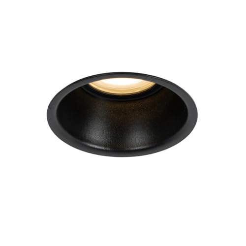 Qazqa - Modern Moderner Einbaustrahler Schwarz GU10 50mm IP44 - Dept I Wohnzimmer I Schlafzimmer - Aluminium Rund - LED geeignet GU10 von Qazqa