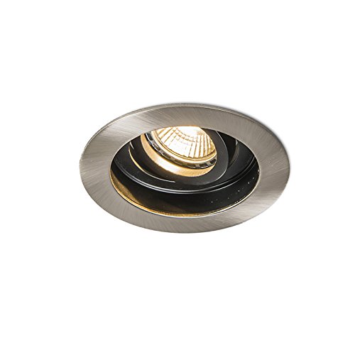 Qazqa - Modern Moderner Einbaustrahler Stahl I Silber I nickel matt mit Schwarz drehbar und neigbar - Rondoo I Wohnzimmer I Schlafzimmer - Aluminium Rund - LED geeignet GU10 von Qazqa