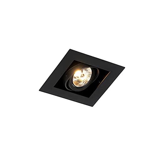 Qazqa - Modern Moderner Einbaustrahler schwarz verstellbar - Oneon 70 I Wohnzimmer I Schlafzimmer - Stahl Quadratisch - LED geeignet GU10 von Qazqa