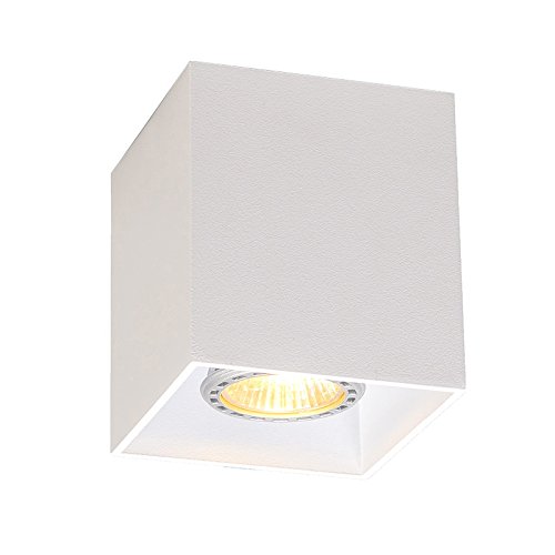 QAZQA - Modern Design AufbauWand Spot I Spotlight I Deckenspot I Deckenstrahler I Strahler I Lampe I Leuchte Weiß GU10 50mm - Qubo I Wohnzimmer I Schlafzimmer - Aluminium Würfel I Quadratisch - LED ge von Qazqa