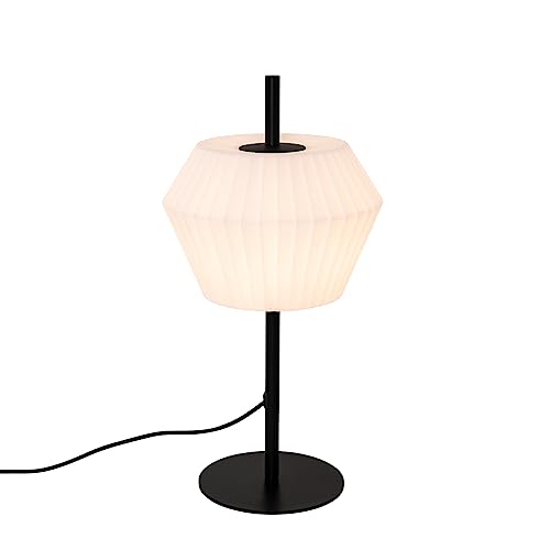 Qazqa - Modern Nachttischlampe | Tischleuchte I Tischlampe I Lampe I Leuchte für den Außenbereich schwarz mit weißem Schirm IP44 - Robbert I Außenbeleuchtung - Kunststoff Rund - LED geeignet E27 von Qazqa