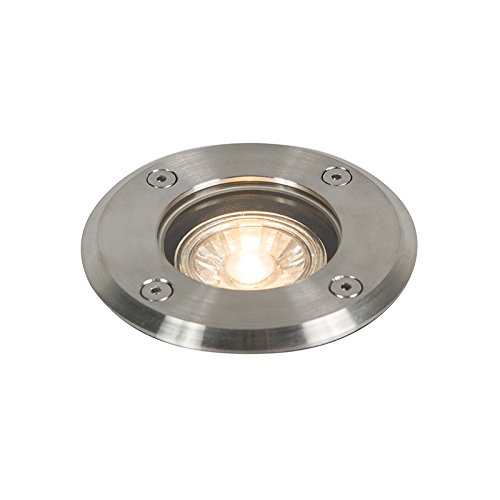Qazqa - Modern Outdoor Ground Spot Stahl I Silber I nickel matt 11cm IP67 - Basic Round I Außenbeleuchtung - Edelstahl Rund - LED geeignet GU10 von Qazqa