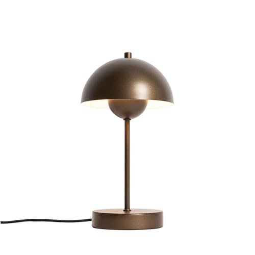 Qazqa - Modern Retro-Tischlampe dunkelbronze - Magnax Mini I Wohnzimmer I Schlafzimmer - Stahl Rund - LED geeignet G9 von Qazqa