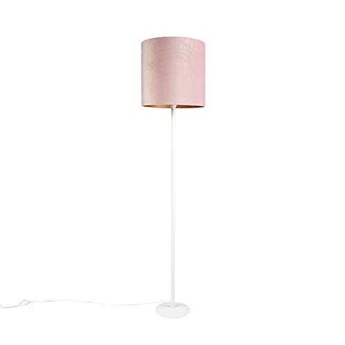Qazqa - Modern Romantische Stehlampe weiß mit rosa Schirm 40 cm - Simplo I Wohnzimmer I Schlafzimmer - Stahl Länglich - LED geeignet E27 von Qazqa
