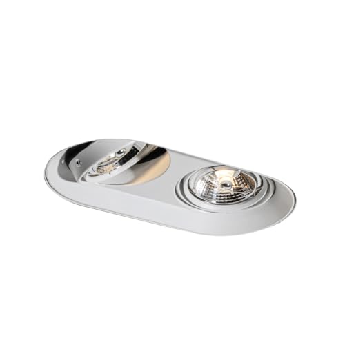 Qazqa - Modern Runde Einbauleuchte weiß GU10 70mm 2-flammig - Hubs I Wohnzimmer I Schlafzimmer - Metall Oval - LED geeignet GU10 Qazqa - Modern Runde Einbauleuchte weiß GU10 70mm 2-flammig - Hubs I Wohnzimmer I Schlafzimmer - Metall Oval - LED geeignet GU10 von Qazqa