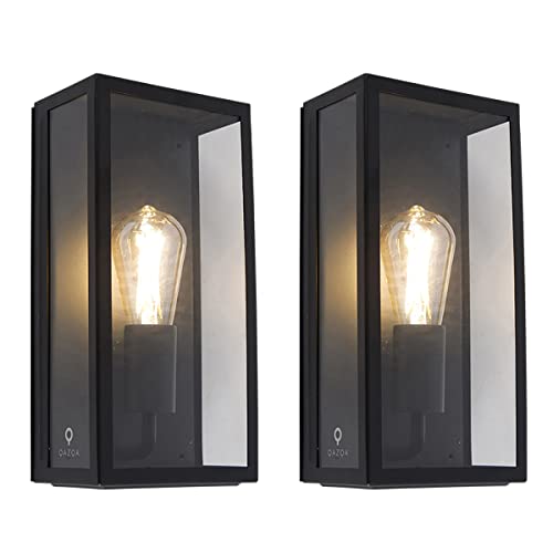 Qazqa - Modern Set aus 2 Außen Wandleuchten schwarz IP44 mit Glas - Rotterdam I Außenbeleuchtung - Edelstahl Rechteckig - LED geeignet E27 Qazqa - Modern Set aus 2 Außen Wandleuchten schwarz IP44 mit Glas - Rotterdam I Außenbeleuchtung - Edelstahl Rechteckig - LED geeignet E27 von Qazqa