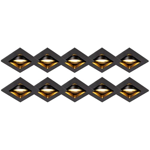 Qazqa - Modern Set mit 10 Einbaustrahlern schwarz verstellbar - Qure I Wohnzimmer I Schlafzimmer - Aluminium Quadratisch - LED geeignet GU10 von Qazqa