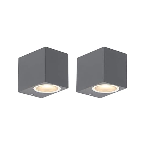 Qazqa - Modern Set mit 2 modernen Außen Wandleuchten Anthrazit IP44 - Baleno I. I Außenbeleuchtung I Up & Down - Aluminium Rechteckig - LED geeignet GU10 von Qazqa