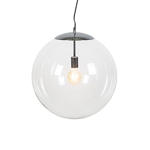 Qazqa - Modern Skandinavische Hängelampe I Pendellampe I Pendelleuchte Chrom mit Klarglas - Ball 50 I Wohnzimmer I Schlafzimmer - Kugel I Kugelförmig - LED geeignet E27 von Qazqa
