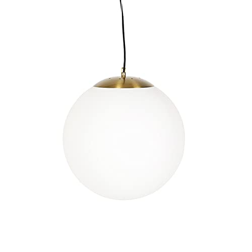 Qazqa - Modern Skandinavische Hängelampe I Pendellampe I Pendelleuchte Opalglas 40 cm - Ball 40 I Wohnzimmer I Schlafzimmer - Kugel I Kugelförmig - LED geeignet E27 von Qazqa