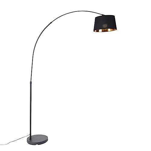 Qazqa - Modern Smarte Bogenlampe schwarz mit Gold I Messing inkl. Wifi A60 - Arc Basic Dimmer I Dimmbar I Wohnzimmer I Schlafzimmer - Stahl Länglich - LED geeignet E27 Qazqa - Modern Smarte Bogenlampe schwarz mit Gold I Messing inkl. Wifi A60 - Arc Basic Dimmer I Dimmbar I Wohnzimmer I Schlafzimmer - Stahl Länglich - LED geeignet E27 von Qazqa