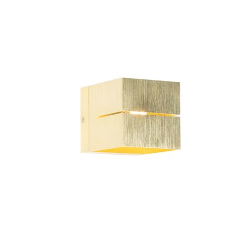Qazqa - Modern Smarte Wandleuchte Gold I Messing 9,7 cm inkl. Wifi G9 - Transfer Dimmer I Dimmbar I Wohnzimmer I Schlafzimmer I Up I Down - Aluminium Quadratisch - LED geeignet G9 von Qazqa