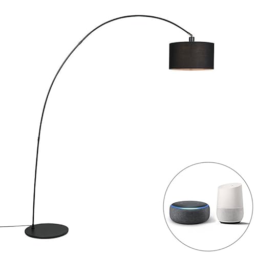 Qazqa - Modern Smarte moderne Bogenlampe schwarz inkl. WiFi G95 - Vinossa I Wohnzimmer I Schlafzimmer - Stahl Länglich - LED geeignet E27 Qazqa - Modern Smarte moderne Bogenlampe schwarz inkl. WiFi G95 - Vinossa I Wohnzimmer I Schlafzimmer - Stahl Länglich - LED geeignet E27 von Qazqa