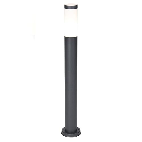 Qazqa - Modern Smarter Außenlaternenmast Anthrazit 80 cm inkl. Wifi P45 - Rox Dimmer I Dimmbar I Außenbeleuchtung - Edelstahl Zylinder I Länglich - LED geeignet E27 von Qazqa