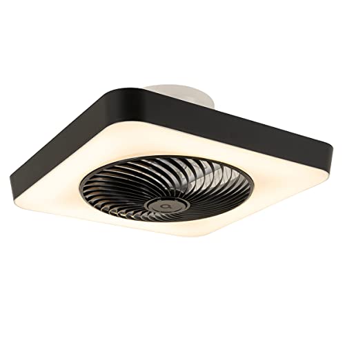 Qazqa - Modern Smarter Deckenventilator mit beleuchtung eckig schwarz inkl. LED dimmbar - Climo Dimmer I Dimmbar I Wohnzimmer I Schlafzimmer - Kunststoff Quadratisch - I LED Qazqa - Modern Smarter Deckenventilator mit beleuchtung eckig schwarz inkl. LED dimmbar - Climo Dimmer I Dimmbar I Wohnzimmer I Schlafzimmer - Kunststoff Quadratisch - I LED von Qazqa