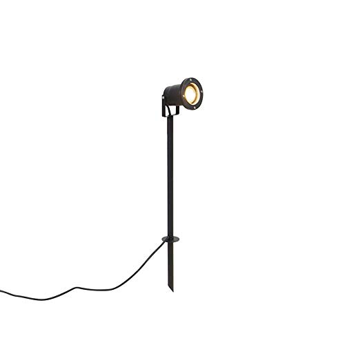 Qazqa - Modern Spike Spot schwarz 40 cm inkl. Kabel und Stecker IP44 - Basic I Außenbeleuchtung - Edelstahl Rund I Länglich - LED geeignet GU10 von Qazqa
