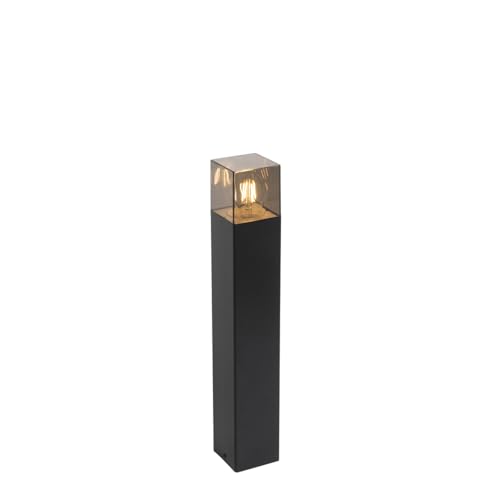 Qazqa - Modern Stehende Außenlampe schwarz 50 cm IP44 mit Rauchglaseffekt - Dänemark I Außenbeleuchtung - Aluminium Länglich - LED geeignet E27 von Qazqa