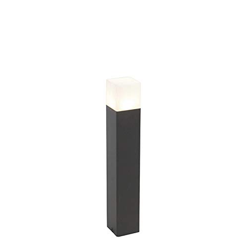 Qazqa - Modern Stehende Außenlampe schwarz mit opalweißem Schirm 50 cm - Dänemark I Außenbeleuchtung - Aluminium Länglich - LED geeignet E27 von Qazqa