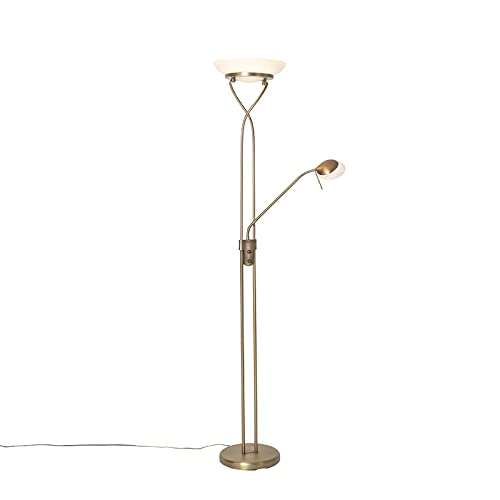 Qazqa - Modern Stehlampe Bronze inkl. LED und Dimmer mit Leselampe - Empoli Dimmer I Dimmbar I Wohnzimmer I Schlafzimmer I Deckenfluter - Stahl Länglich - I LED Qazqa - Modern Stehlampe Bronze inkl. LED und Dimmer mit Leselampe - Empoli Dimmer I Dimmbar I Wohnzimmer I Schlafzimmer I Deckenfluter - Stahl Länglich - I LED von Qazqa