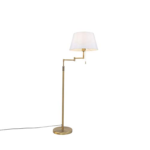 Qazqa - Modern Stehlampe Bronze mit weißem Schirm und verstellbarem Arm - Ladas Deluxe I Wohnzimmer I Schlafzimmer - Textil Rund - LED geeignet E27 Qazqa - Modern Stehlampe Bronze mit weißem Schirm und verstellbarem Arm - Ladas Deluxe I Wohnzimmer I Schlafzimmer - Textil Rund - LED geeignet E27 von Qazqa