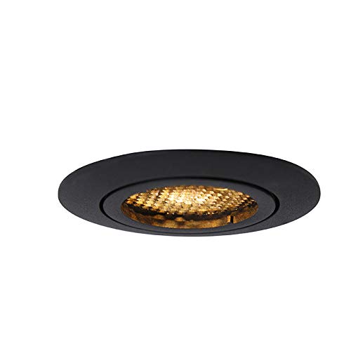 Qazqa - Modern Vertiefter Fleck schwarz drehbar und kippbar - Ude Honey I Wohnzimmer I Schlafzimmer - Aluminium Rund - LED geeignet GU10 von Qazqa