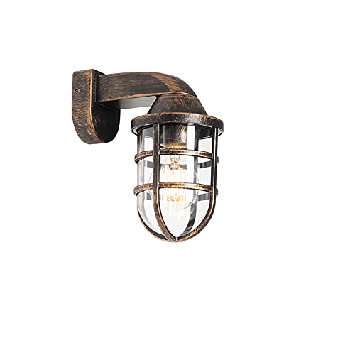 Qazqa - Modern Vintage Außen Wandleuchte Messing IP54 - Joeri I Außenbeleuchtung - Kunststoff Länglich - LED geeignet E27 Qazqa - Modern Vintage Außen Wandleuchte Messing IP54 - Joeri I Außenbeleuchtung - Kunststoff Länglich - LED geeignet E27 von Qazqa