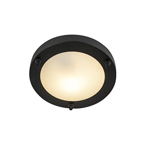 Qazqa - Moderne Außen Deckenleuchte I Deckenlampe I Lampe I Leuchte schwarz IP44 - Yuma 18 I Außenbeleuchtung - Glas Rund - LED geeignet G9 von Qazqa
