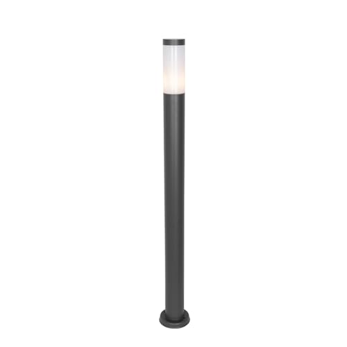 Qazqa - Moderne Außen-Mastleuchte dunkelgrau mit Opal 110 cm IP44 - Rox I Außenbeleuchtung - Stahl Länglich - LED geeignet E27 von Qazqa