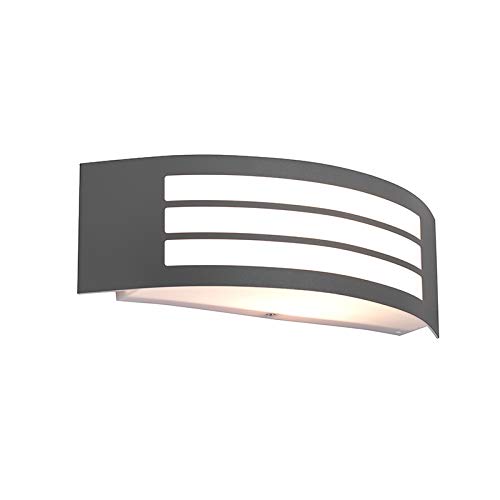 Qazqa - Moderne Außen Wandleuchte dunkelgrau IP44 - Sapphire Deluxe I Außenbeleuchtung - Edelstahl Rechteckig - LED geeignet E27 von Qazqa