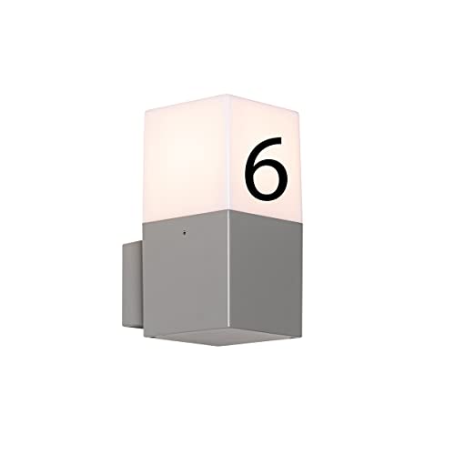 Qazqa - Moderne Außen Wandleuchte grau IP44 mit Hausnummer - Dänemark I Außenbeleuchtung - Aluminium Rechteckig - LED geeignet E27 von Qazqa
