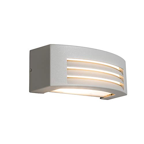 Qazqa - Moderne Außen Wandleuchte hellgrau IP44 - Hurricane 1 I Außenbeleuchtung I Up I Down - Aluminium Rechteckig - LED geeignet E27 von Qazqa